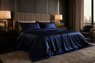 Midnight blue silk bedding