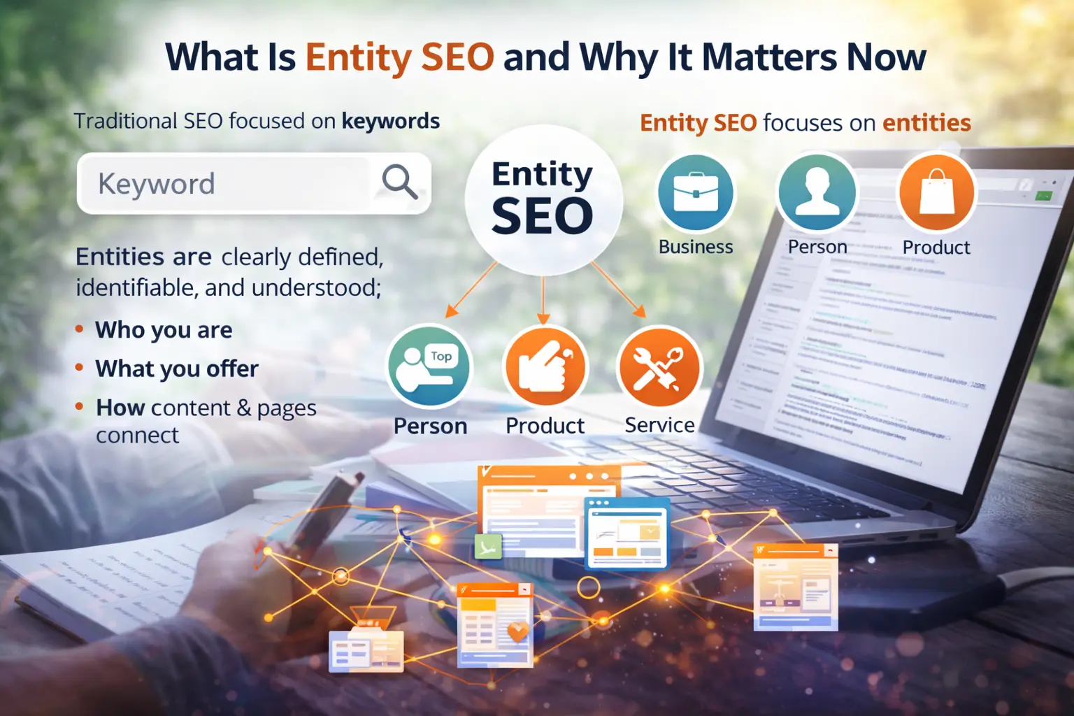 Entity SEO struktuuri skeem