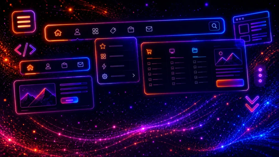 Modern CSS navigation menus with responsive navbar, dropdown menu, mega menu and mobile hamburger menu UI examples