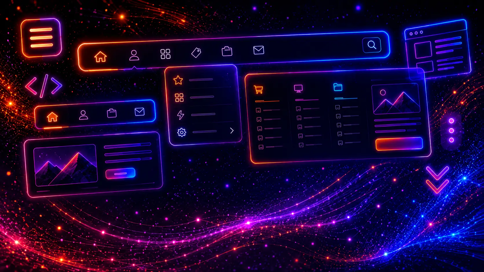 Modern CSS navigation menus with responsive navbar, dropdown menu, mega menu and mobile hamburger menu UI examples
