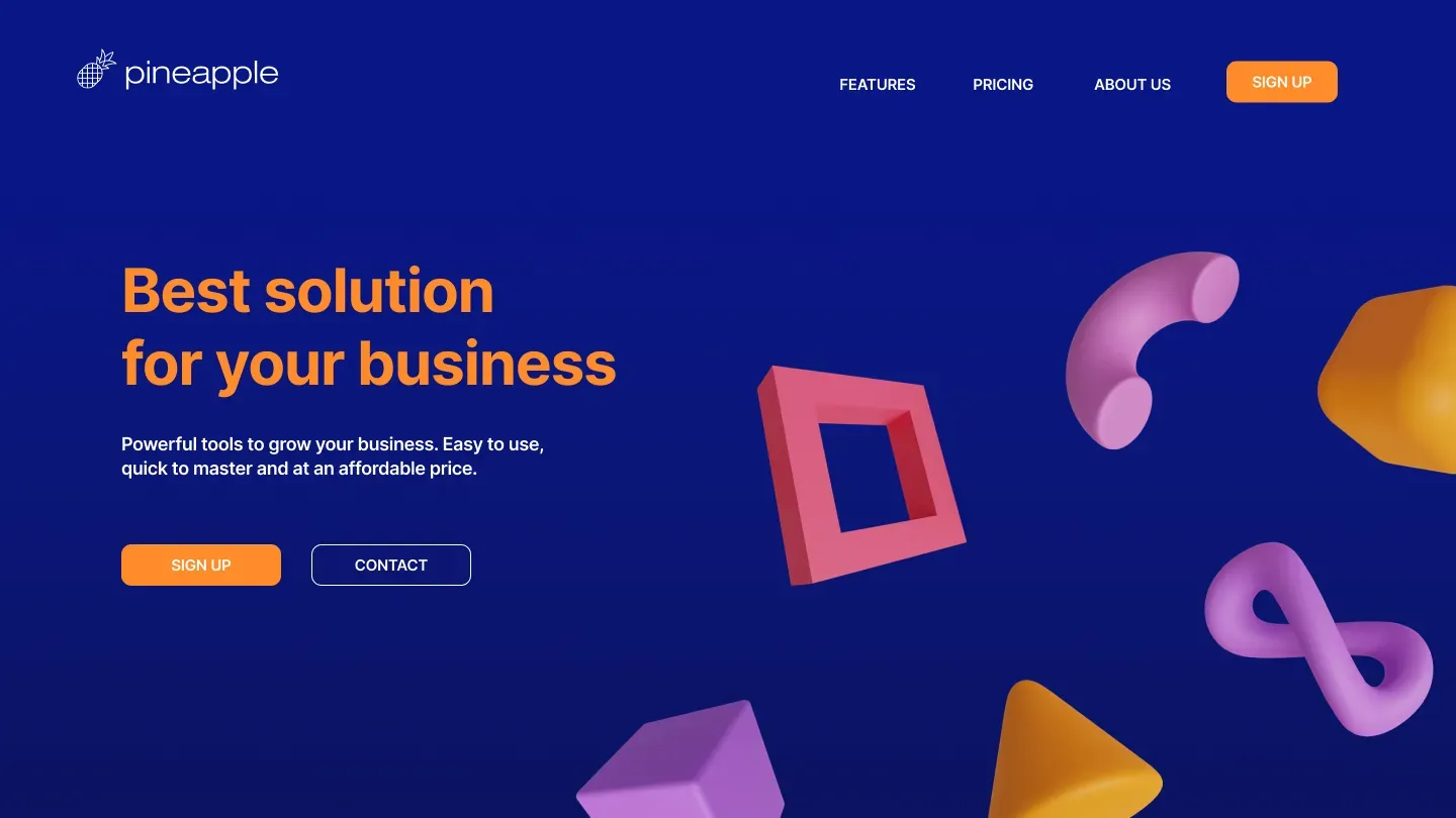 Pineapple Builder generated website page example