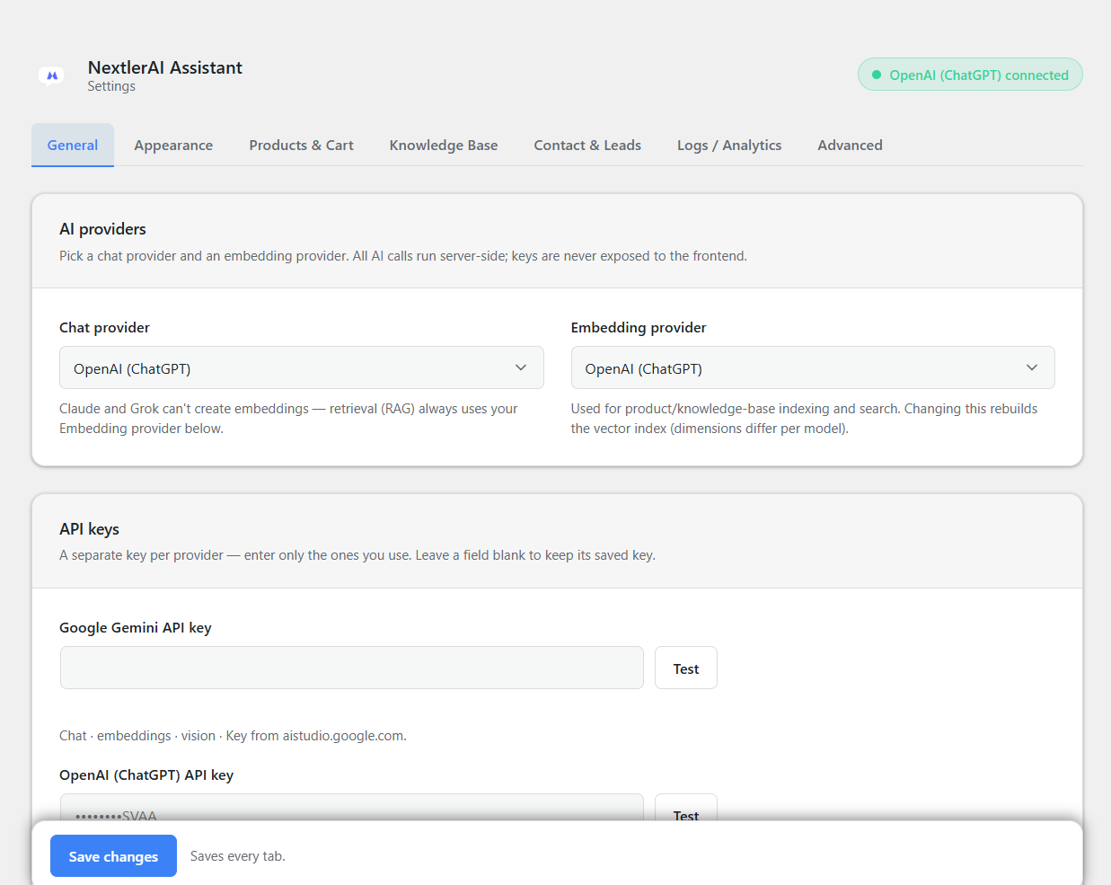 NextlerAI Assistant – AI Assistant for WordPress & WooCommerce - Image 5