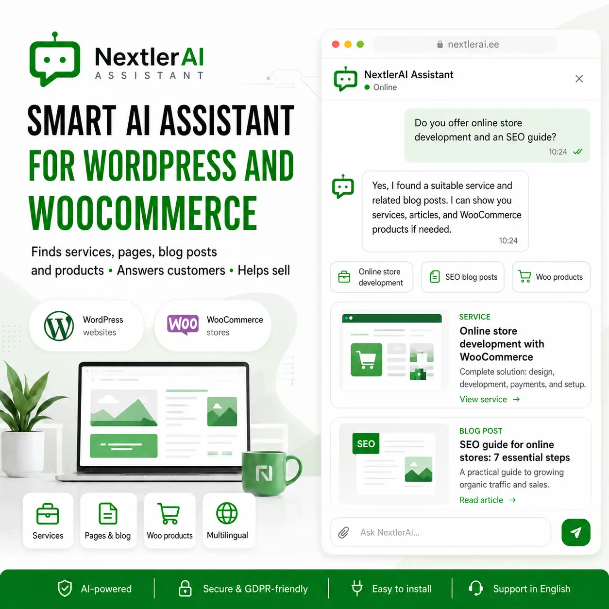 NextlerAI Assistant for WordPress and WooCommerce